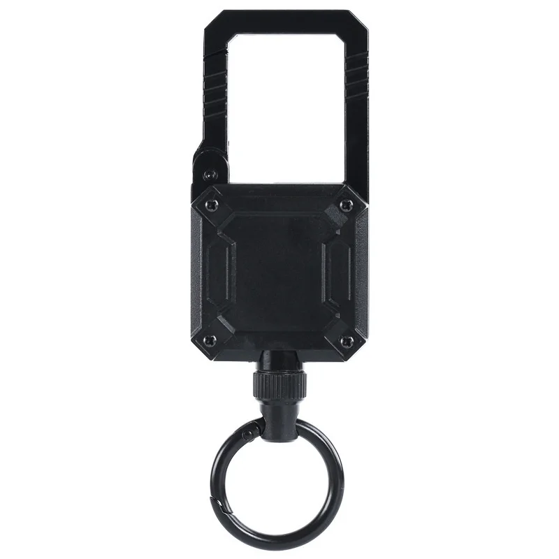 Llavero retráctil táctico con soporte para insignia de identificación, llavero de mosquetón de alta resistencia, cuerda colgante de alambre de acero, mochila de viaje al aire libre para senderismo - imagen 2