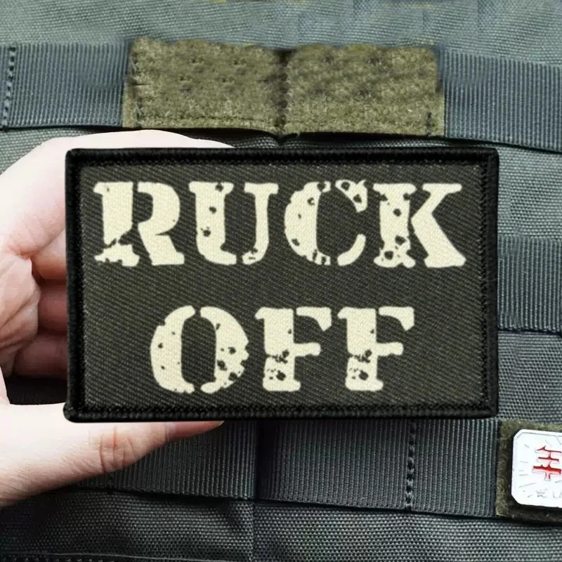 Parche con estampado táctico "RUCK OFF" para ropa, insignia de moral, parche militar con gancho, pegatina para mochila, brazalete - imagen 2