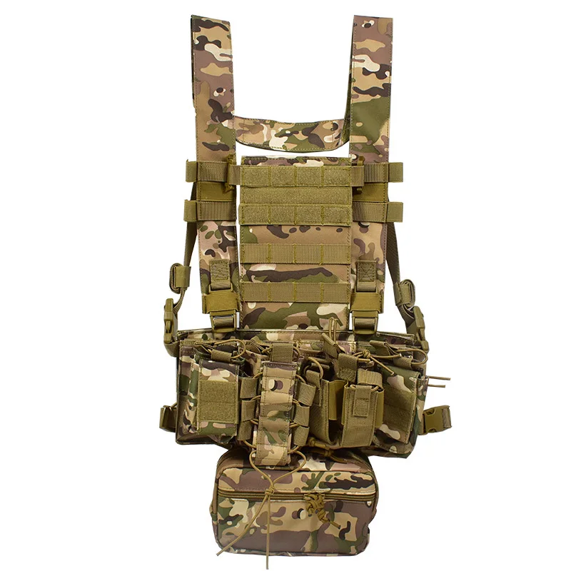 Chaleco táctico Multicam de combate, Molle, munición D3, aparejo para el pecho, extraíble, para caza, Airsoft, Paintball, con bolsa AK 47/74 - imagen 2