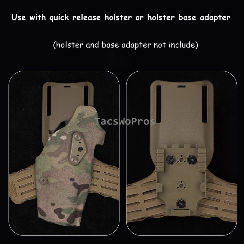 Plataforma de pierna caída para caza, accesorios de placa inferior de arco, funda táctica Universal de 3 orificios, adaptador de muslo, Kit lateral de correa para pierna MOLLE - imagen 5