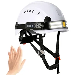 Casco de seguridad CE con tira de faro Led 3 en 1, casco duro ABS, gorro de trabajo ligero, conjunto de protección de construcción de cabeza ANSI