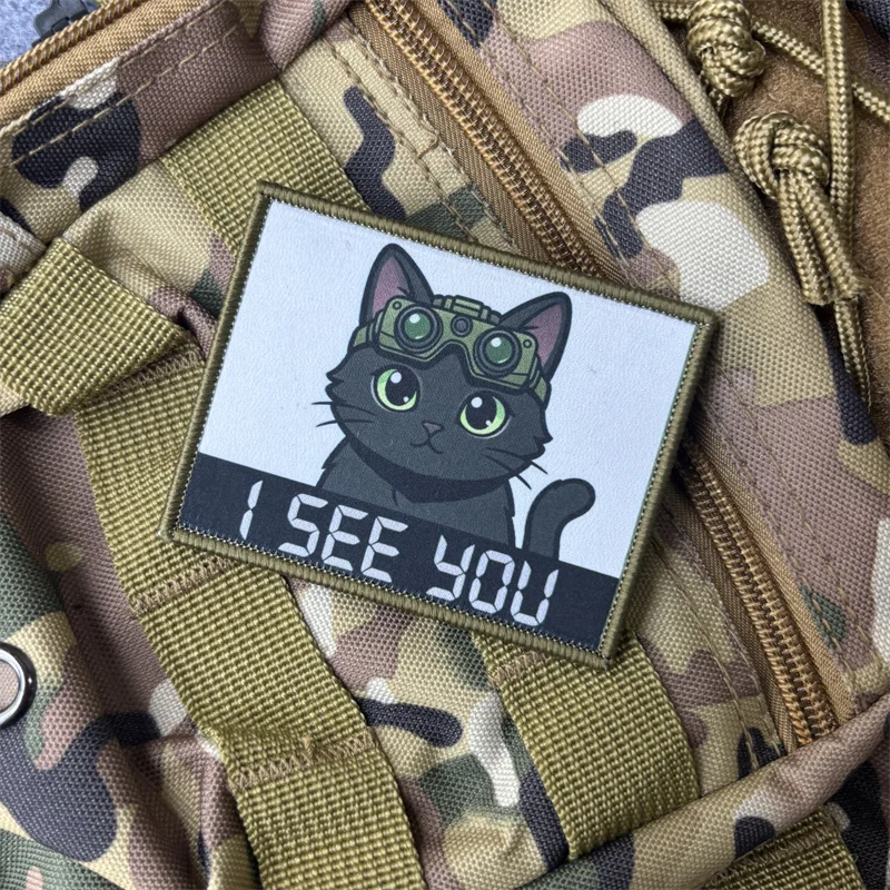 Parche táctico gato SEE YOU con velcro para mochila y brazalete - imagen 4