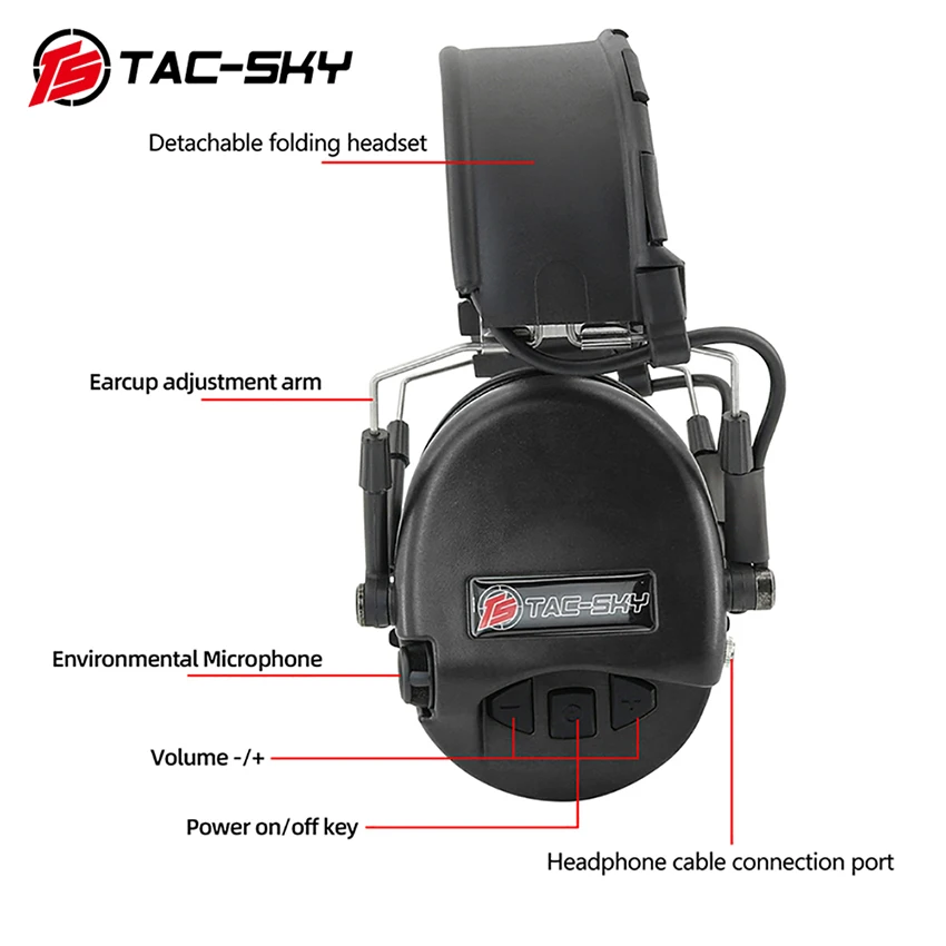 Auriculares tácticos de té SORDIN para TAC-SKY, reducción de ruido, protección auditiva, orejeras electrónicas, protección activa para los oídos para deportes Airsoft - imagen 3