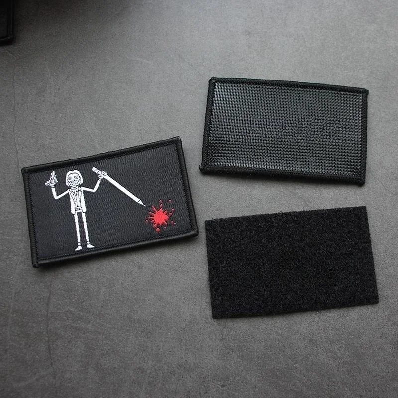 Parche de gancho y bucle de marca de tejido, estilo de barba negra, emblema de moral, brazalete táctico, pegatina periférica de Anime, parches bordados Klett - imagen 5