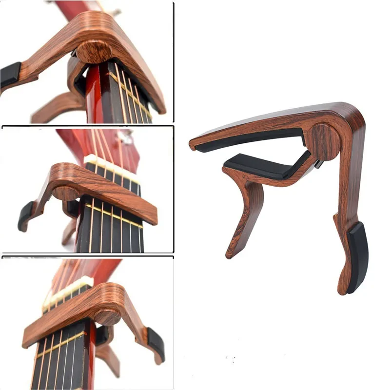 Capo de guitarra de Metal de grano de madera con cojín de silicona perfecto para afinación de ukelele de guitarra, accesorios de instrumentos musicales, Clip de guitarra - imagen 2