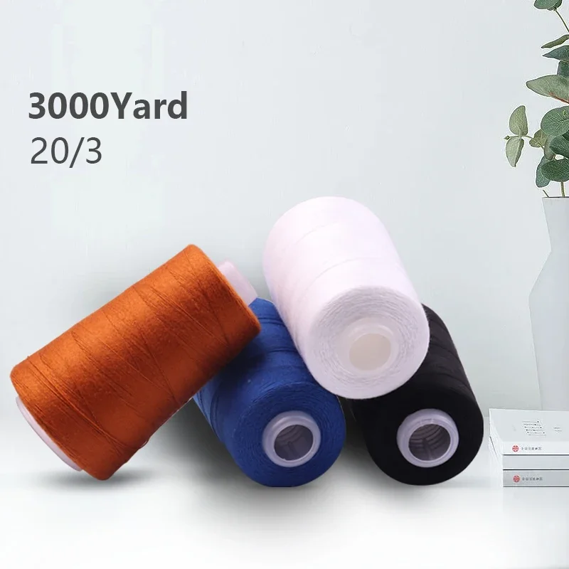 Hilos de coser fuertes de 3000 yardas, 20/3, azul, dorado, negro y blanco, adecuados para hilo de máquina de coser de poliéster de alta tenacidad denim - imagen 5