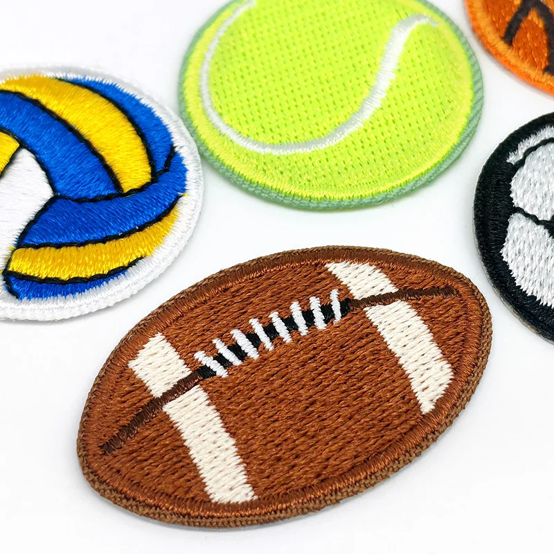 Parches bordados de fútbol, tenis, voleibol, bolsas, ropa, jeans, pegatinas de dibujos animados, apliques de ropa hechos a mano, 5 uds. - imagen 5