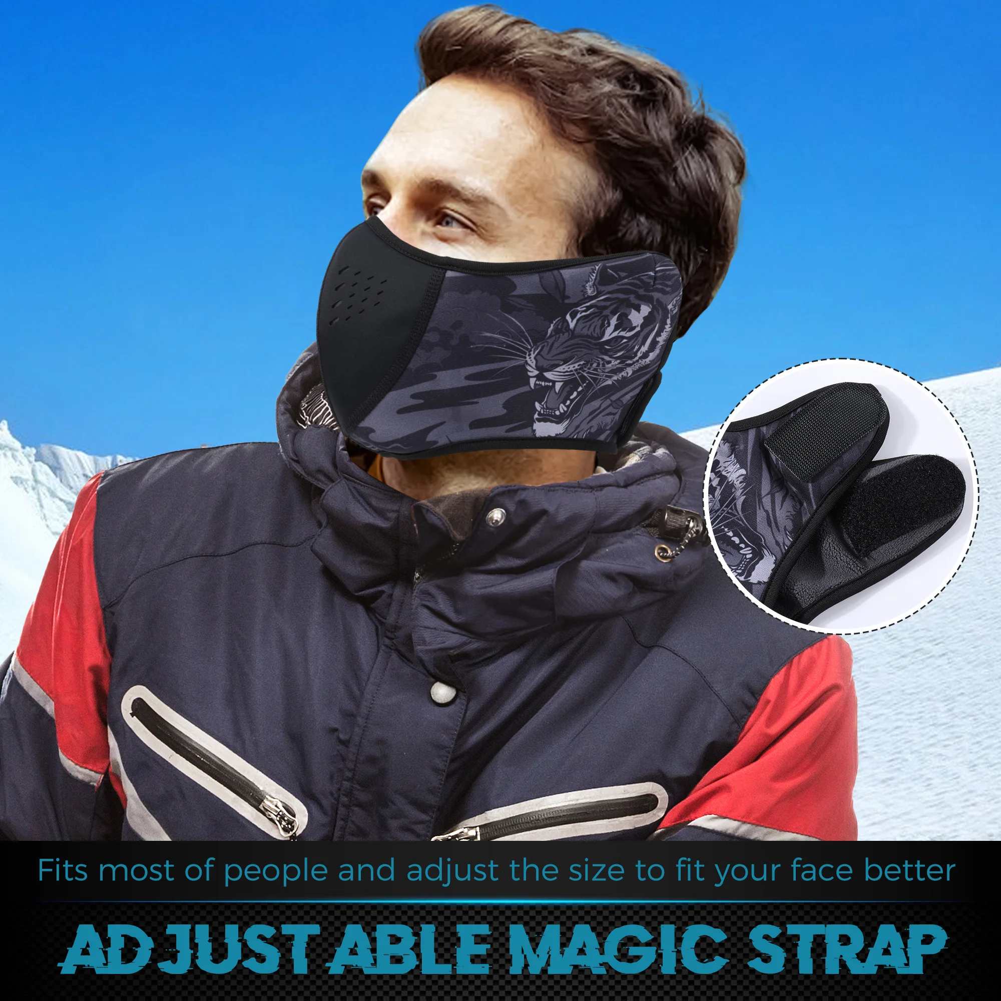 Bandana para clima frío, máscara térmica de invierno para ciclismo, esquí, cubierta facial a prueba de viento, deportes, correr, senderismo, Snowboard, bufanda, calentador de cuello para hombres - imagen 4