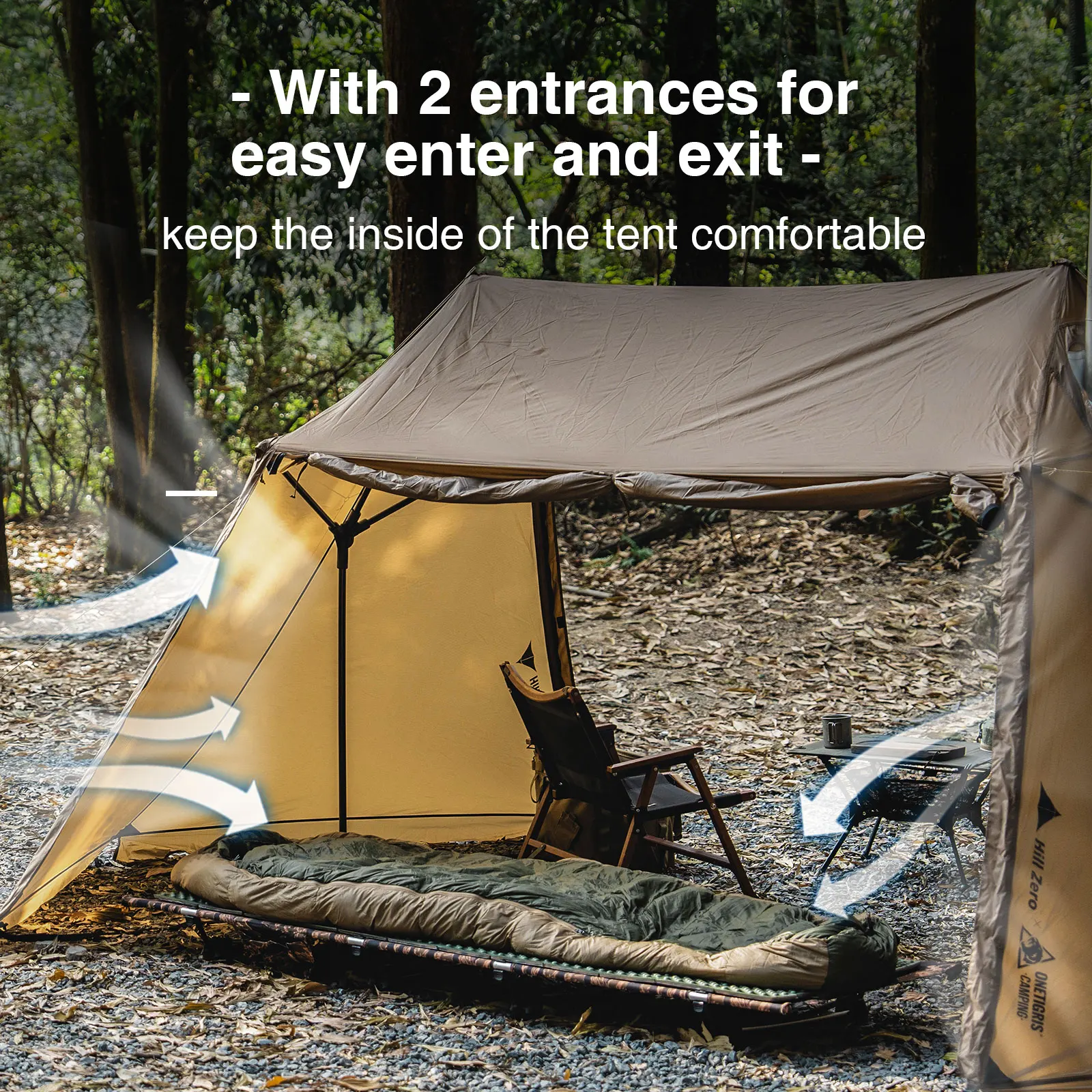 OneTigris-tienda caliente para espantapájaros, ligera, para 2 personas, refugio con estufa, para Bushcrafters, supervivistas, acampada y senderismo - imagen 5