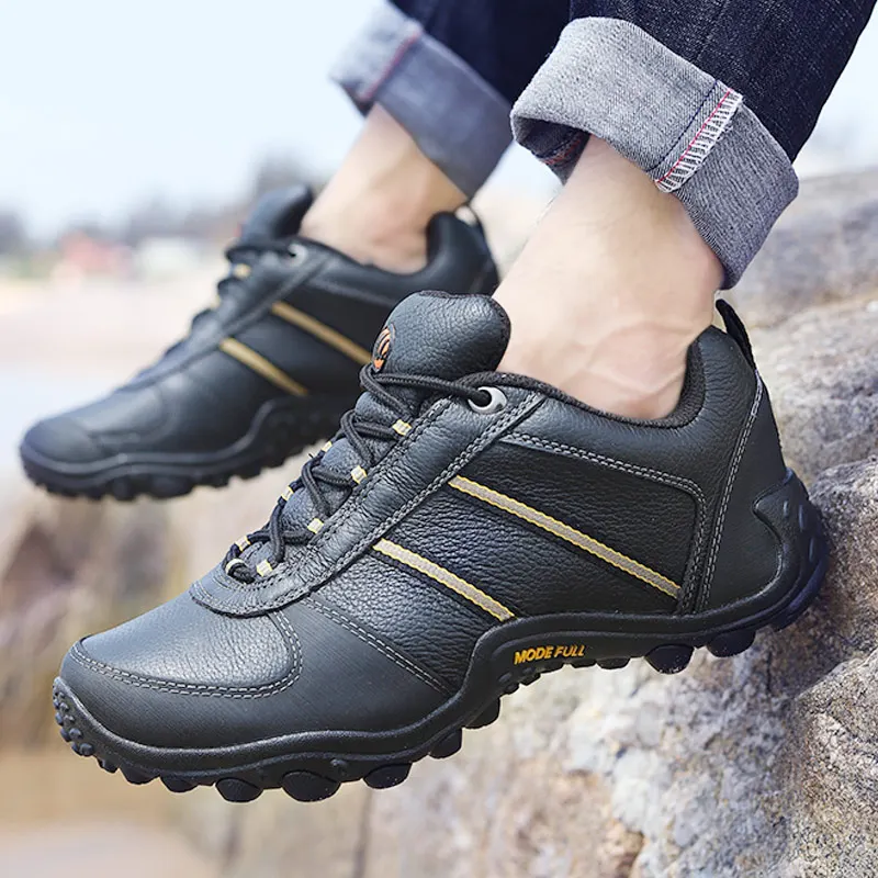 Zapatos de senderismo de cuero de vaca para hombre y mujer, botas de caza, zapatos de trekking impermeables para exteriores, escalada, montaña, caminar, viajes, zapatillas de tobillo - imagen 3