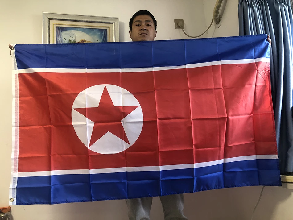 BANDERA DE SKY Bandera del país de Corea del Norte 90X150 cm poliéster de alta calidad colgante PRK KP NK bandera de Corea del Norte decoración del hogar