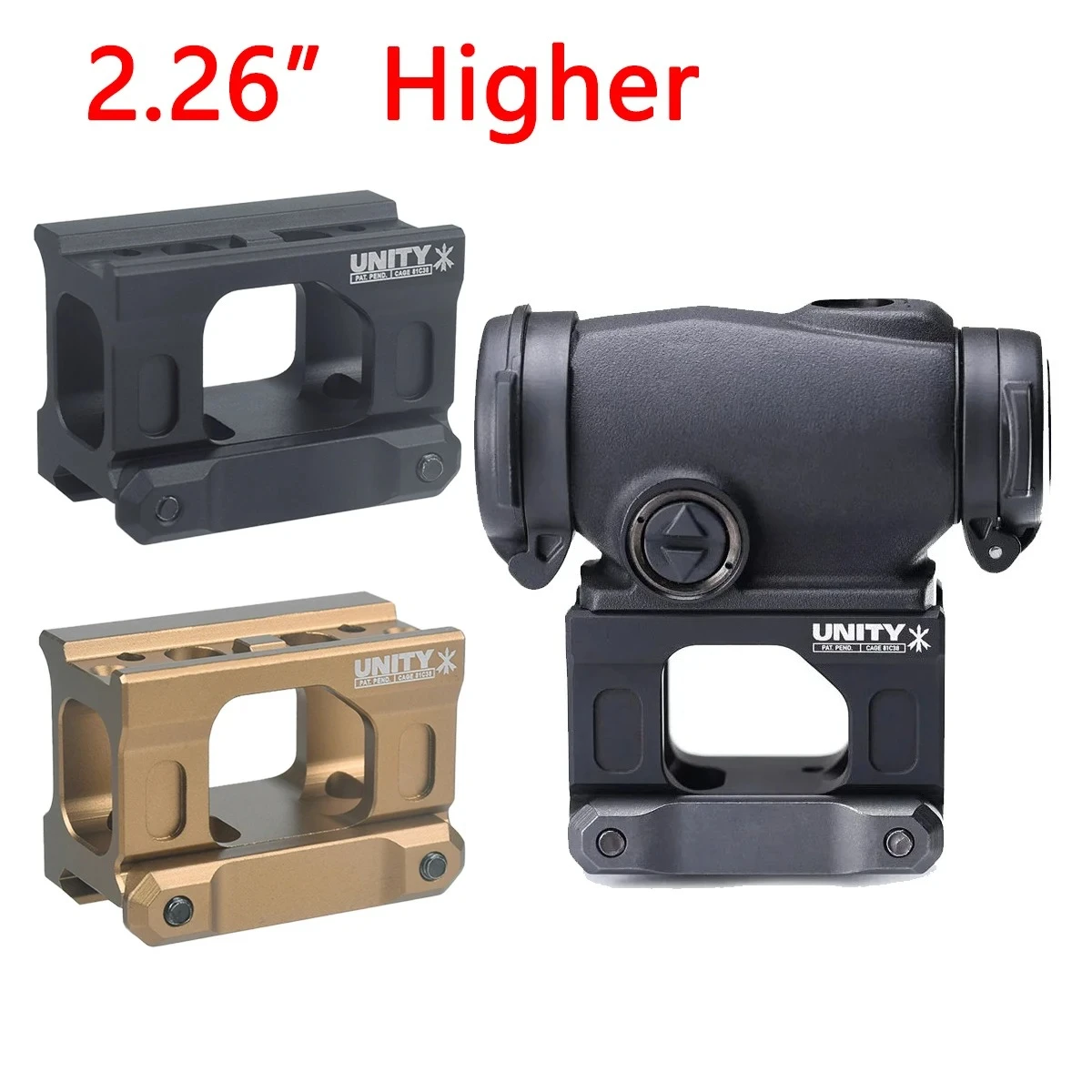 Mira telescópica táctica T01 T02 2MOA Red Dot Sight 1x22 óptica refleja UNIDAD 1,54 1,93 2,26 pulgadas soporte elevador con marcado Original - imagen 5