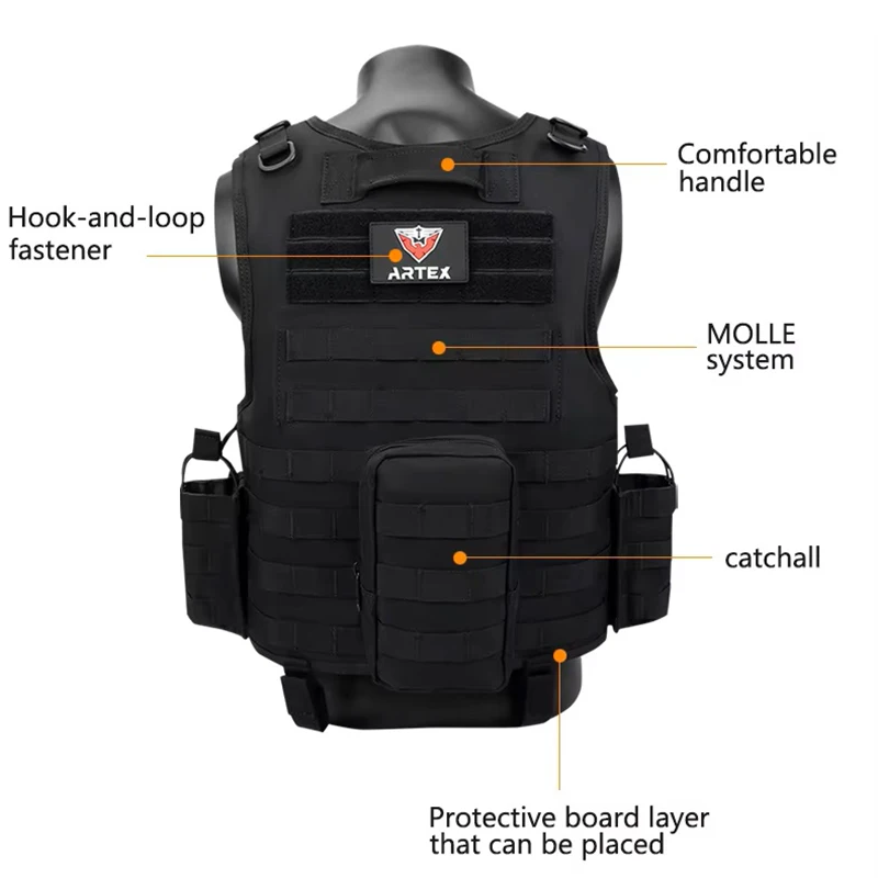 Chaleco táctico de combate para exteriores, portador de placa, táctico, Molle - imagen 4