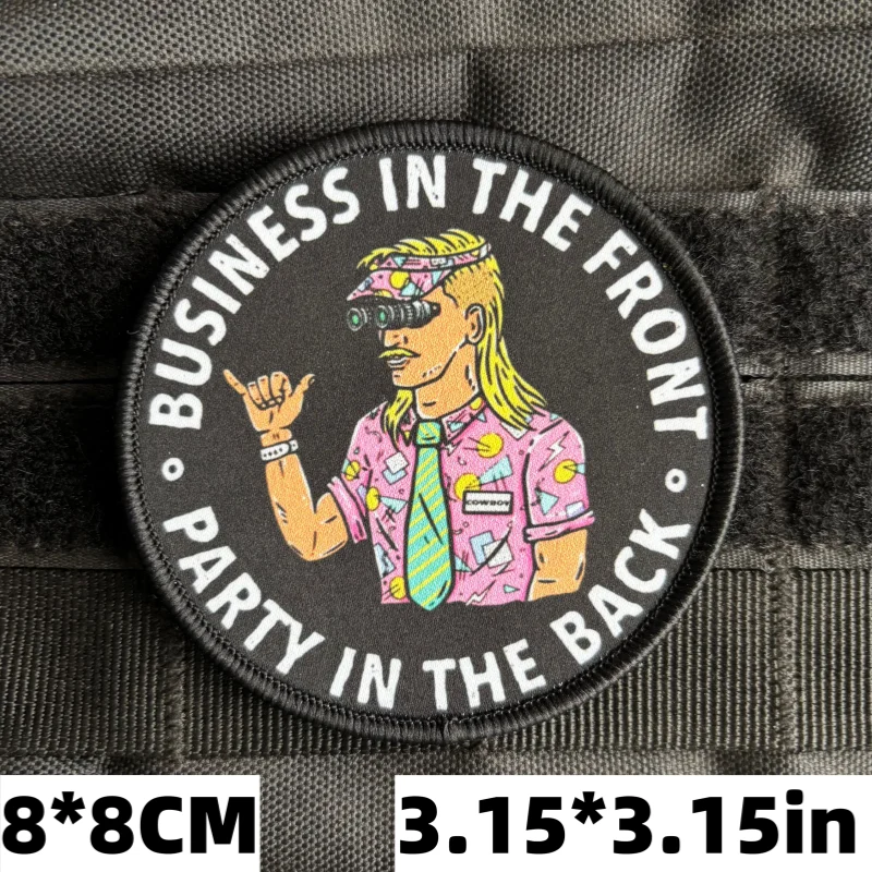 Parche táctico "Business in The Front, Party in The Back", insignia de moral, impresión de parches tácticos, gancho y bucle, ejército militar - imagen 3