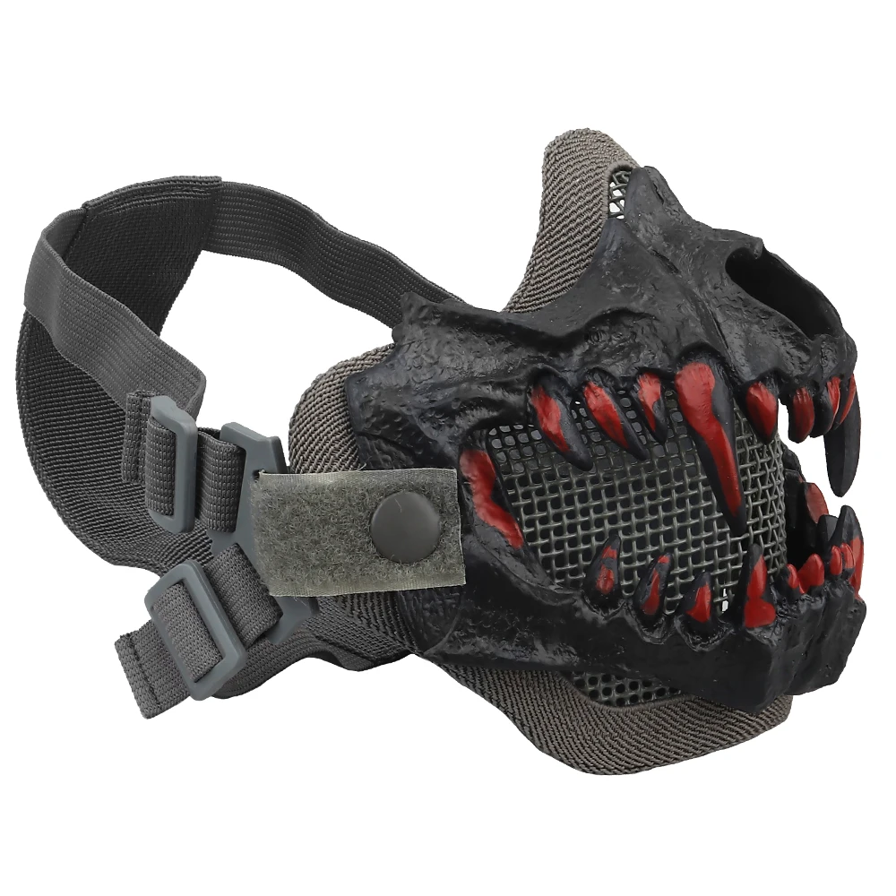 Airsoft Masks Adjustable Half Face Mask Steel Mesh Tactical Lower Face Mask for Hunting Paintball CS Shooting Motorcycle Cosplay - imagen 2