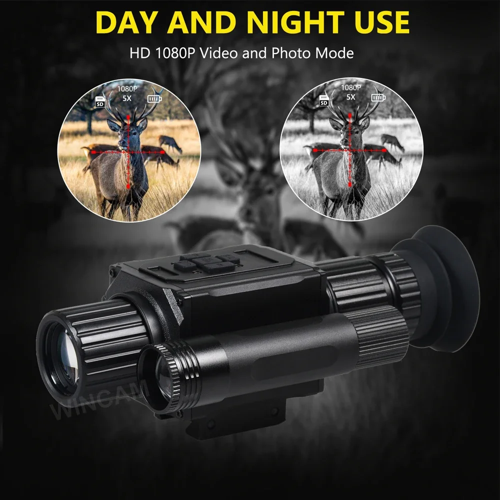 NK008 alcance de visión nocturna Digital 5X Zoom cámara de caza infrarroja mira telescópica HD 1080P grabación de vídeo Monocular dispositivo de visión nocturna - imagen 3