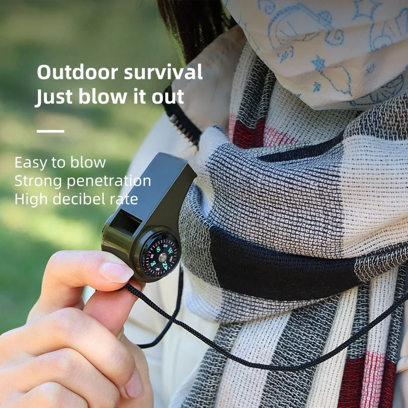 Silbato de supervivencia al aire libre, silbato salvavidas, silbato de emergencia, silbato de alivio de terremotos de alta frecuencia, silbato tres en uno - imagen 2