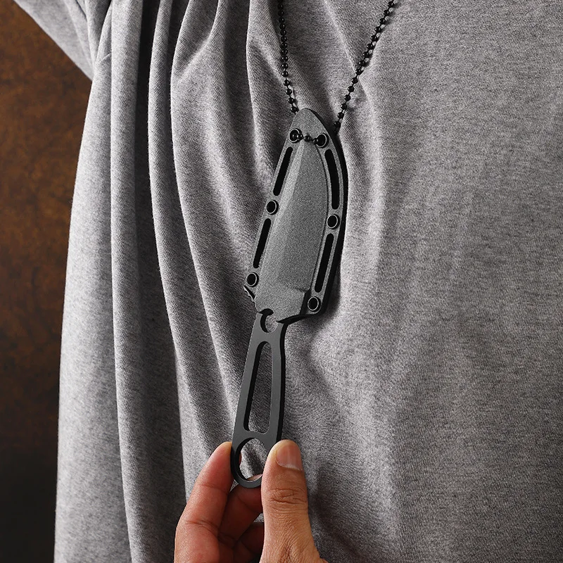 Cuchillo para el cuello, cuchillo para herramientas EDC, mini cuchillo colgante, cuchillo para exteriores, cuchillo de autodefensa, cuchillo recto para supervivencia, cuchillo para colgar el cuello - imagen 3
