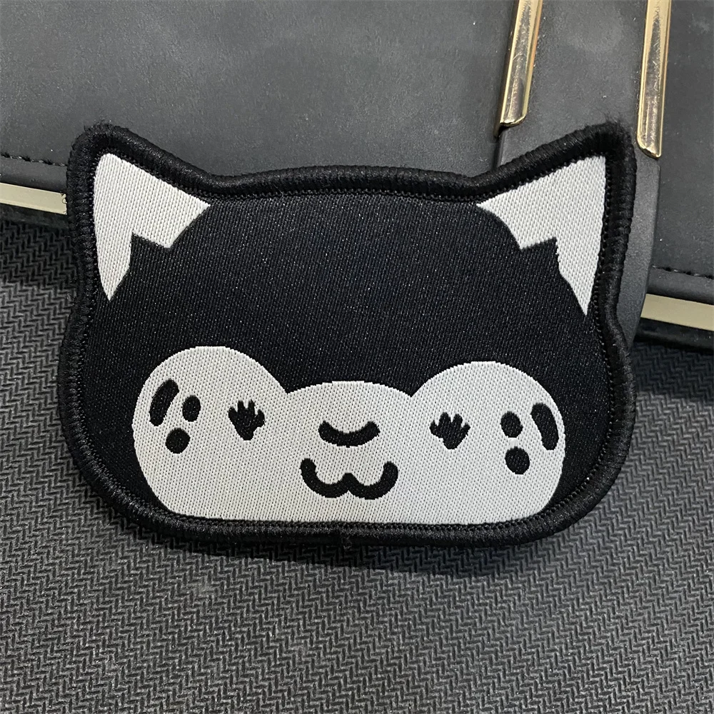 Parche bordado de gato bonito, insignia de moral táctica, pegatina de gancho y bucle, emblema de brazalete de gato - imagen 5