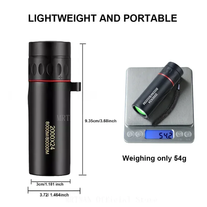 Mini telescopio Monocular portátil HD de 2000x24, Binocular de baja luz, resistente al agua, para acampar al aire libre, escalada, avistamiento de aves - imagen 4
