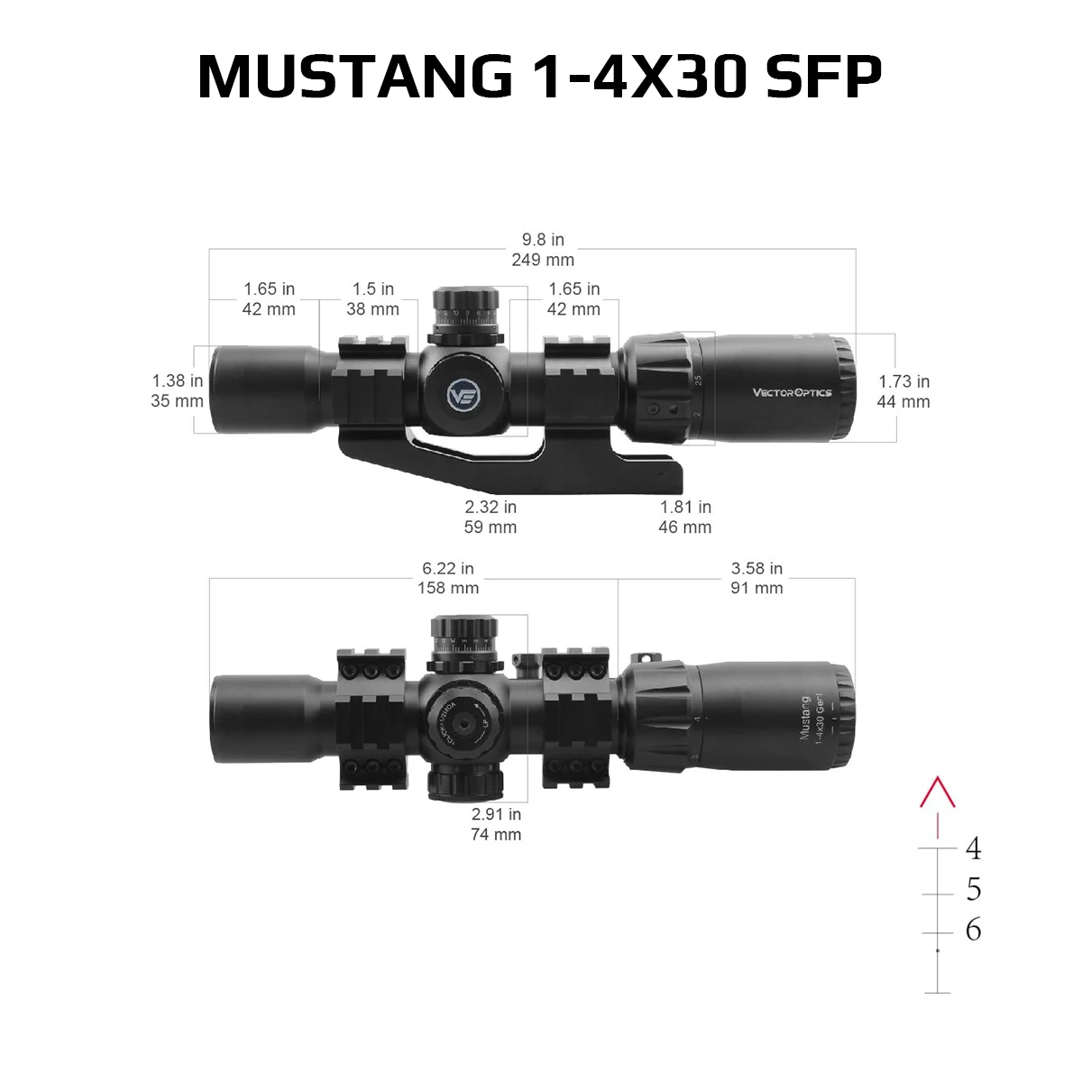 Óptica vectorial 1-4x24 1-6x24 SFP/FFP LPVO mira telescópica para.308 30-06 AR15 rifles y parrillas de caza CQB 5 años de garantía - imagen 3