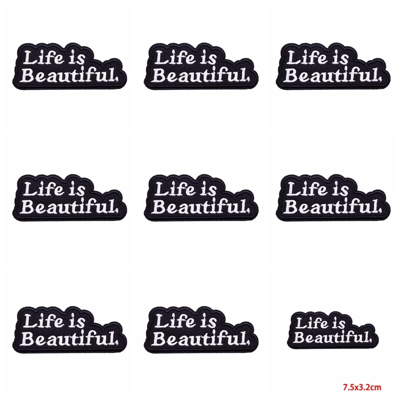 Parche de eslogan bordado para planchar, parches termoadhesivos para ropa, rayas de palabras DIY, accesorio de mochila, 10 unidades por lote - imagen 3