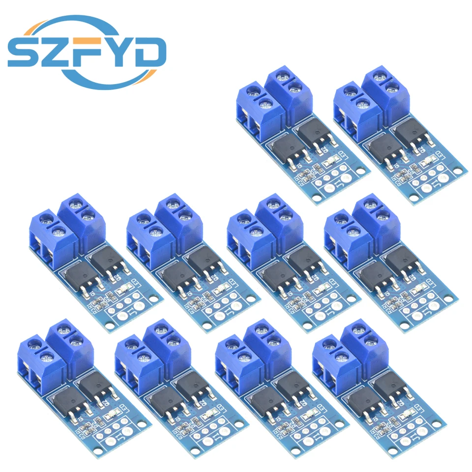 10 Uds 15A 400W MOSFET interruptor de disparo módulo de accionamiento regulador PWM Panel de Control DC 5V-36V tablero de Control de interruptor electrónico