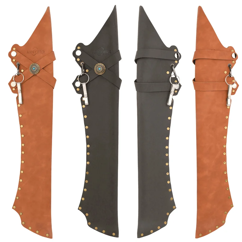 AME-carmín de flecha de cuero para tiro con arco, funda de flecha para caza, color marrón y negro, para LH/RH, sujeción de 20-30 piezas, hebilla ajustable - imagen 3