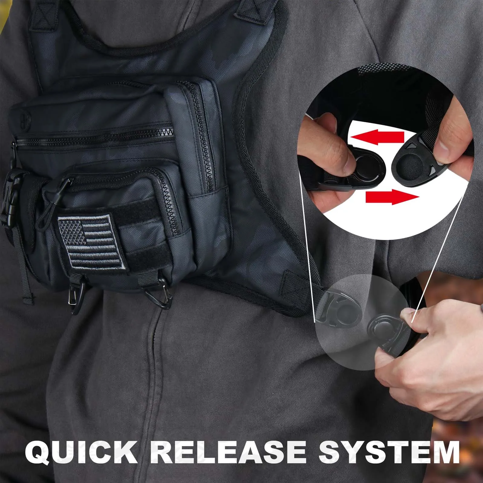 Bolsa de pecho para hombres y mujeres con funda de pistola extraíble, chaleco táctico EDC ajustable para correr, entrenamientos deportivos - imagen 3