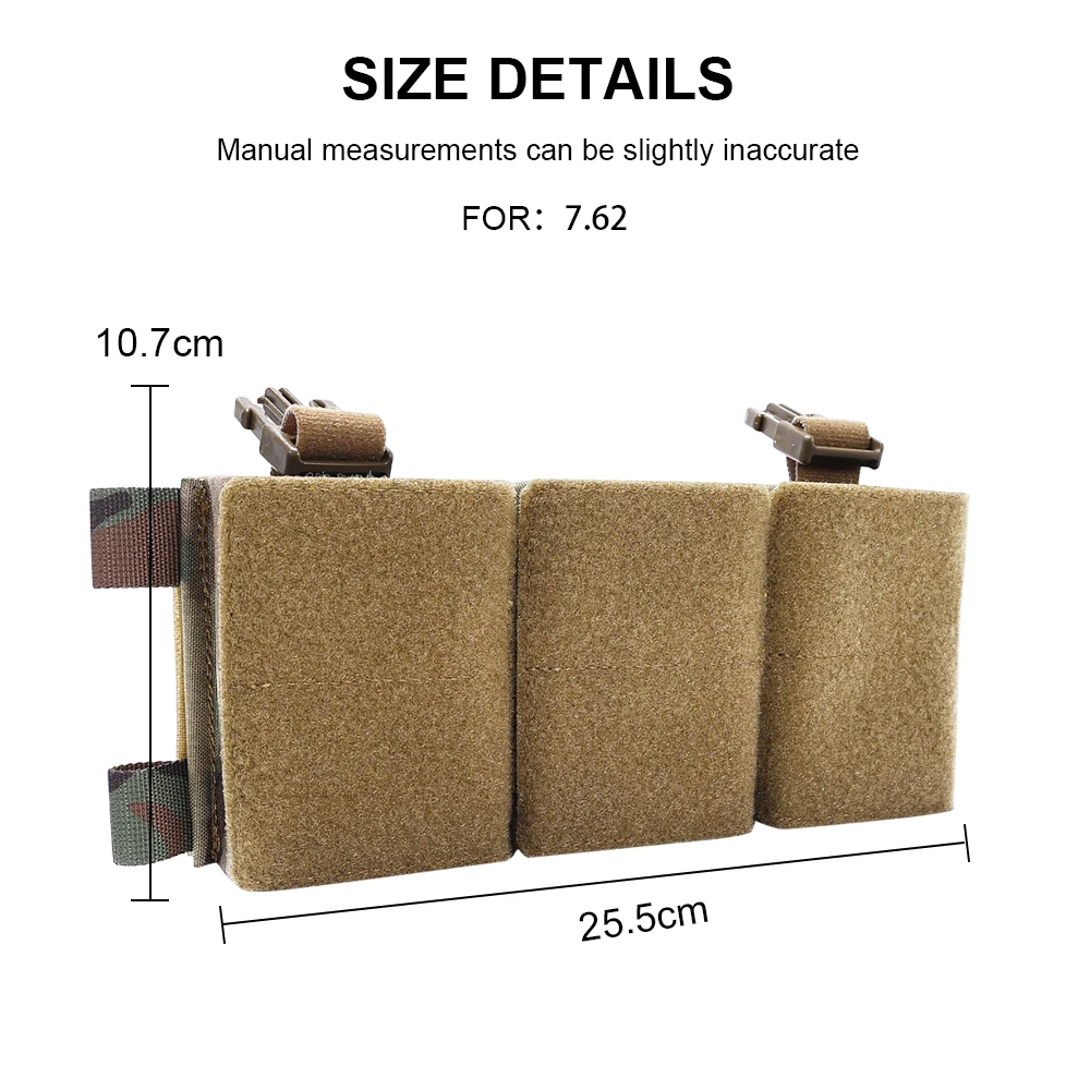 Bolsa Triple de doble uso para revistas, bolsa magnética de Panel frontal para chaleco táctico al aire libre, accesorios de caza, bolsa de almacenamiento de herramientas, 5,56 - imagen 4