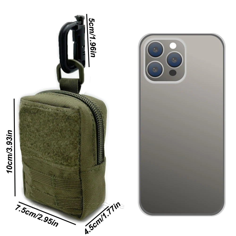 Mini bolsa táctica MOLLE, utilidad compacta, batería EDC, funda para cigarrillos, bolsas de cintura con ranura para tarjetas para caza, senderismo, correr y acampar - imagen 4