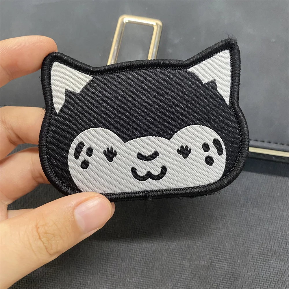 Parche bordado de gato bonito, insignia de moral táctica, pegatina de gancho y bucle, emblema de brazalete de gato - imagen 2