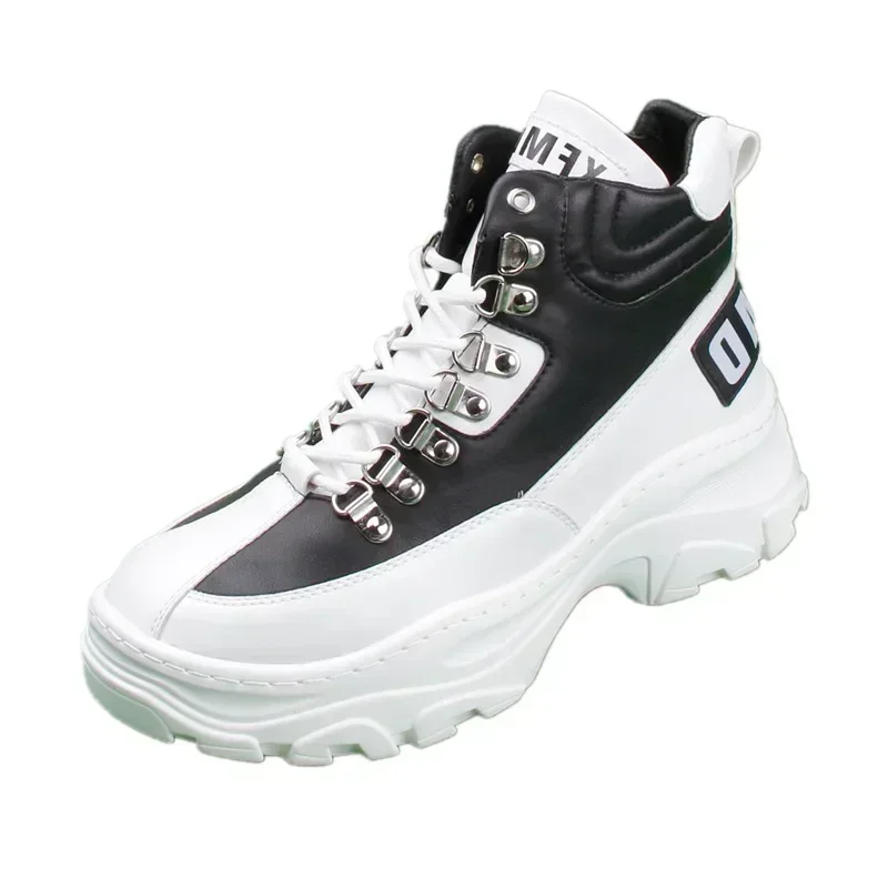 Botas altas blancas para hombre, zapatos de suela gruesa con altura elevada en el interior, informales, versátiles, para exteriores - imagen 5