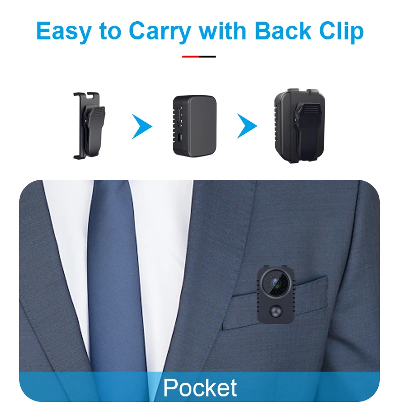 Minicámara corporal HD MD29, videocámara de policía completa con visión nocturna infrarroja de 1080P, grabación de vídeo gran angular de 180 grados - imagen 5