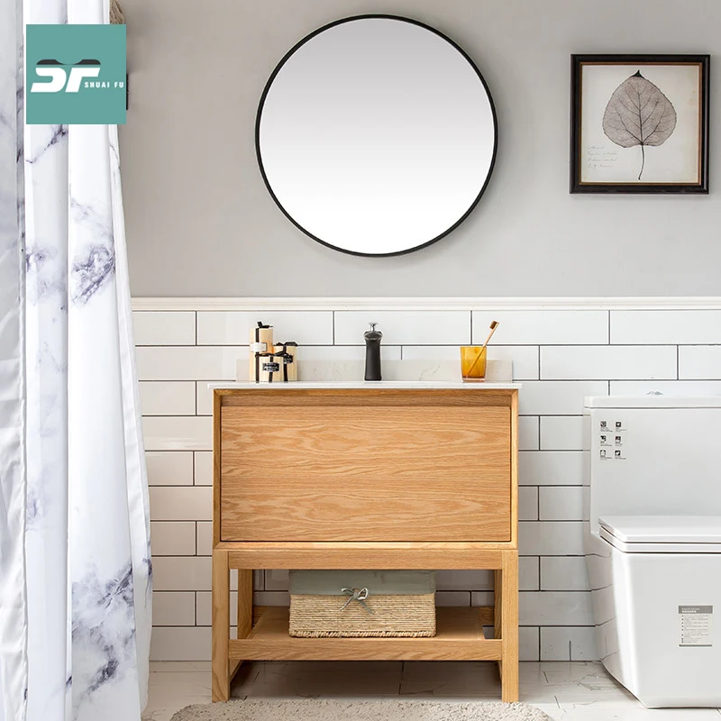 Armario de baño de madera maciza original japonés, soporte de inodoro personalizado, combinación de lavabo para piscina, traje de pie - imagen 3