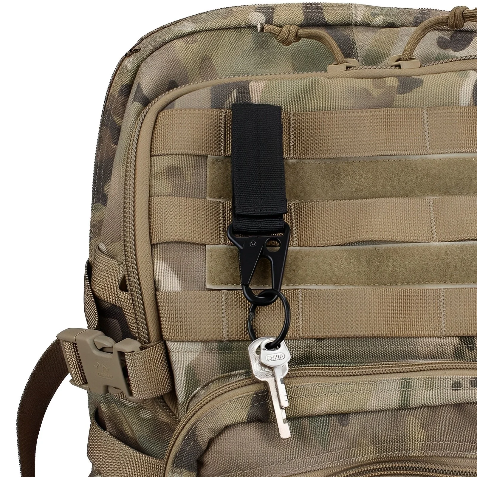 Mosquetón de cinturón táctico Molle, correa de hombro, Clip de gancho de resorte de nailon, llavero, anillo, Clip de mochila táctica para senderismo de montaña - imagen 4