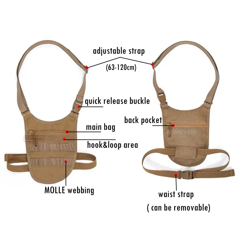 Bolso de hombro táctico Molle tiro caza senderismo axilas bolsas de eslinga ocultas hombres al aire libre antirrobo bolso cruzado paquetes - imagen 3