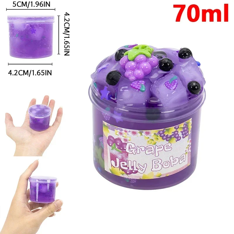 80/300ml cubo de gelatina transparente crujiente fruta tema cristal Slime Set súper suave no pegajoso divertido DIY barro de cristal reducir el estrés Juguetes - imagen 2