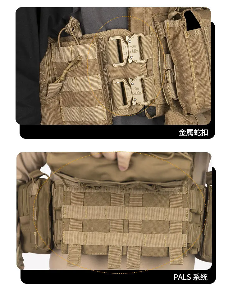 Sistema Molle desplegado con accesorios acoplados