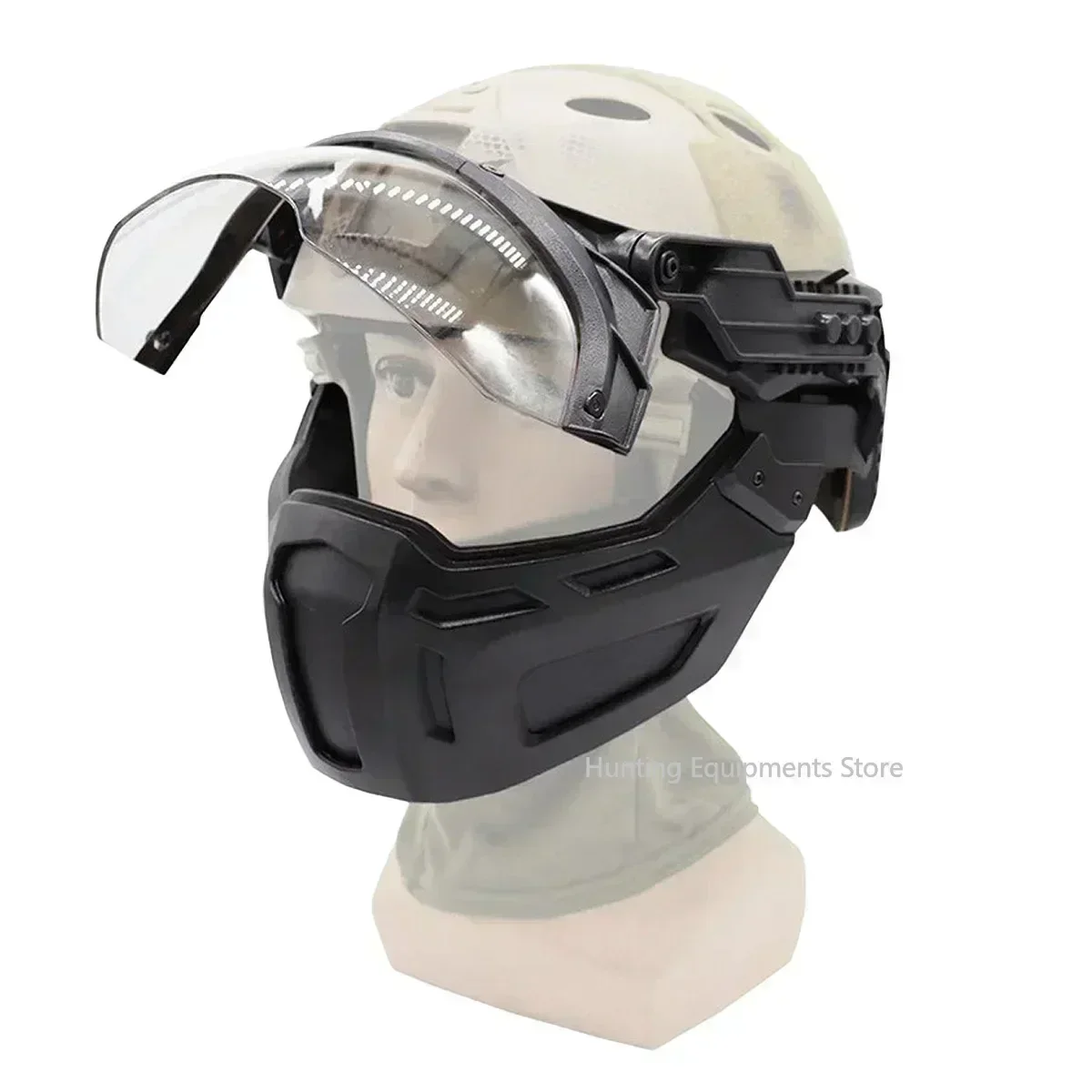 Casco táctico rápido, máscara de media cara, casco ajustable, gafas con tapa, caza, Airsoft CS, juego, casco de Paintball, accesorios, equipo - imagen 5