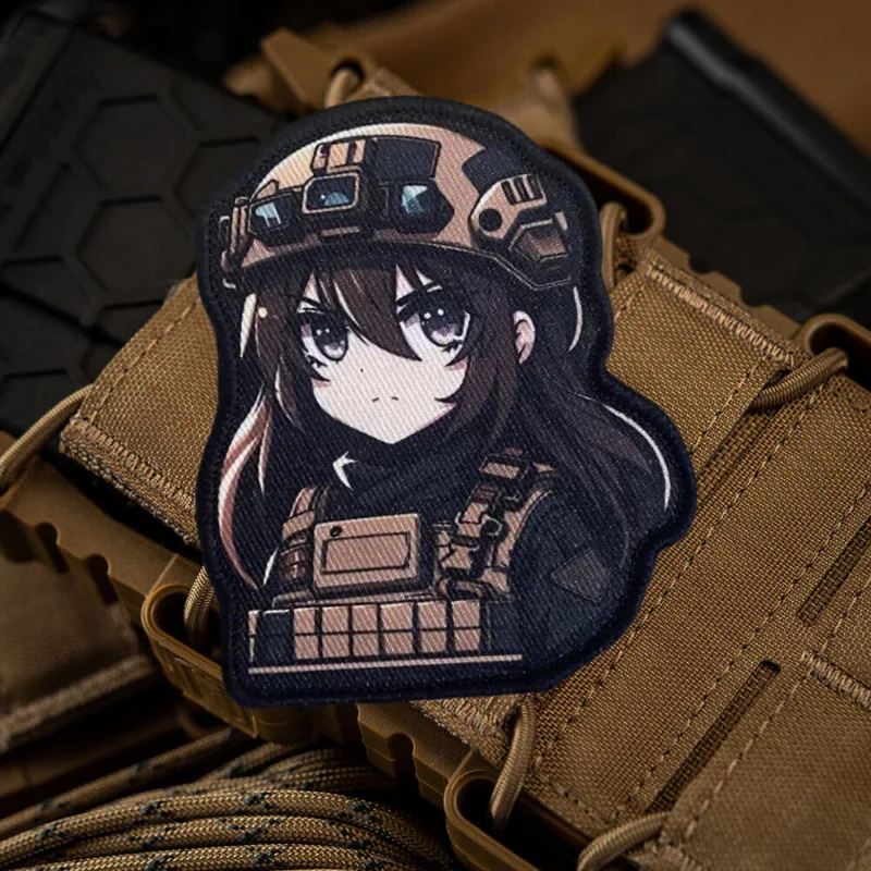 Parche táctico de moral de las fuerzas especiales de Chica de Anime, emblema de gancho y bucle impreso, insignia militar, brazalete de combate, pegatinas para mochila - imagen 2