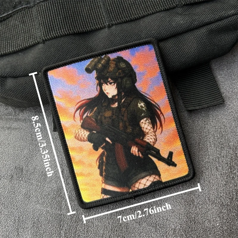 Parche táctico militar con estampado de soldado y velcro - imagen 4