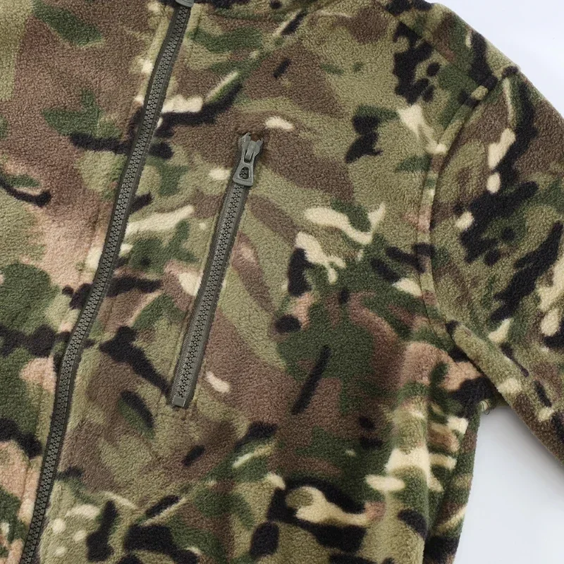 Chaqueta de lana con cuello levantado de camuflaje para exteriores, cárdigan de doble cara, abrigo de carga, tanque interior, cortavientos tácticos, deportes para correr - imagen 5