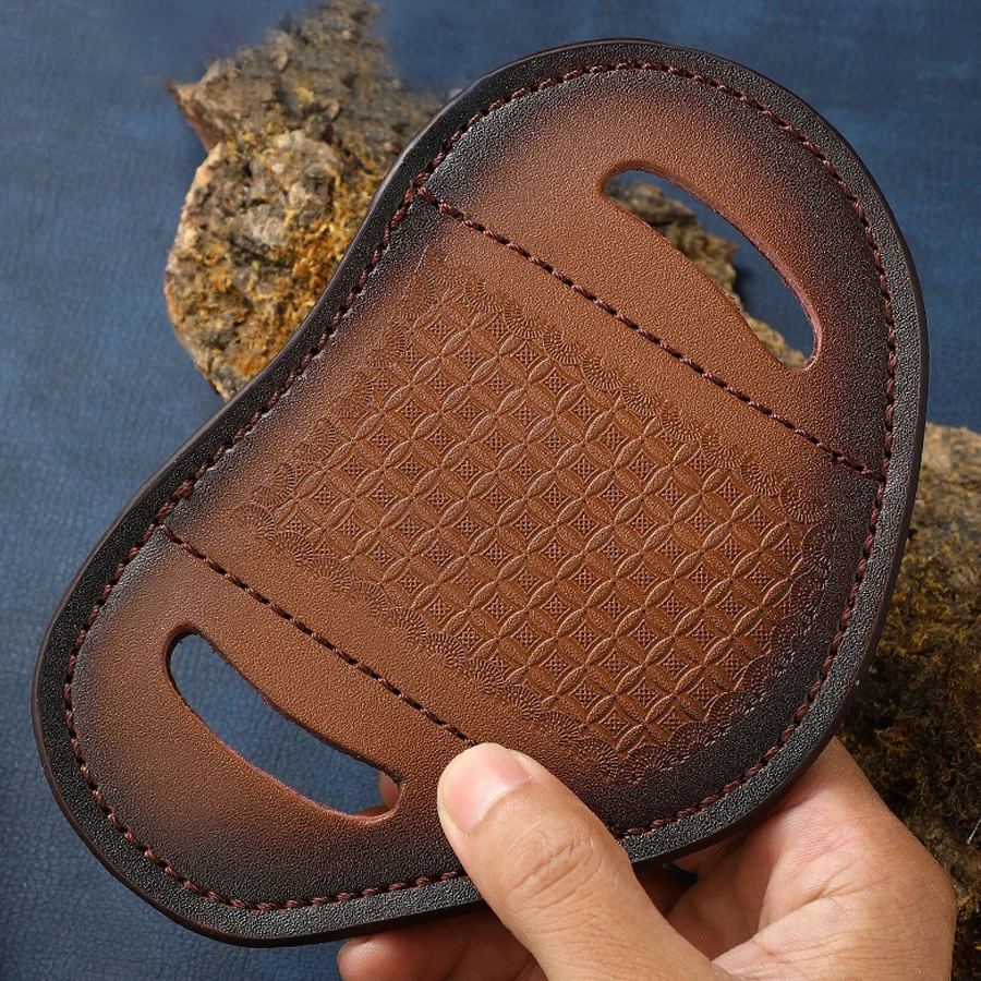 Funda de cuero tallado con capa superior de piel de vaca, funda para cuchillo plegable para EDC, funda para cuchillo, biblioteca de cuchillos al aire libre - imagen 3