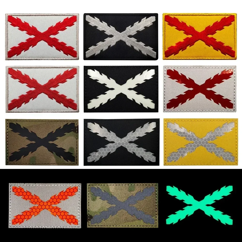 Parche cruzado Borgoña con bandera española, emblema bordado, brazalete táctico militar, insignia, parches IR para ropa, pegatina para mochila - imagen 2