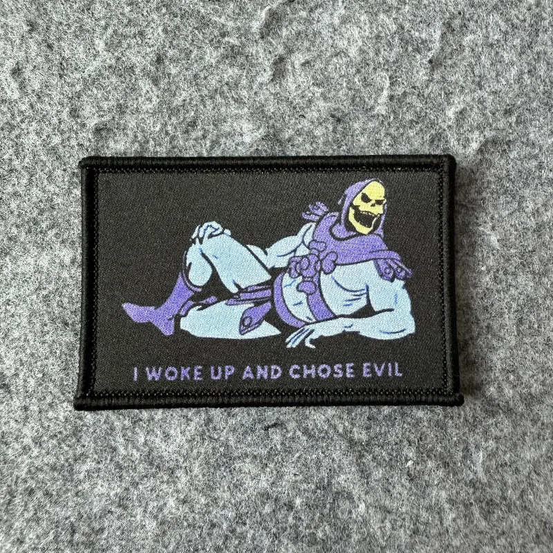 I WOKE UP AND CHOSE EVIL Parche táctico Brazalete militar Hook & Loop Insignia moral Parches bordados para ropa Mochila Etc. - imagen 2
