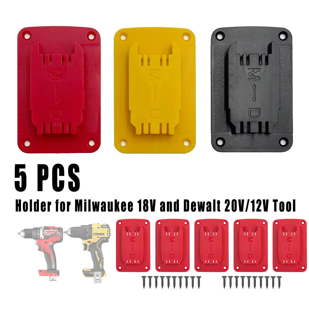 Soporte de máquina de 5 uds., soporte de montaje de herramientas para Milwaukee 18V y Dewalt14.4V-20V, soporte de herramientas, base de almacenamiento de montaje en pared