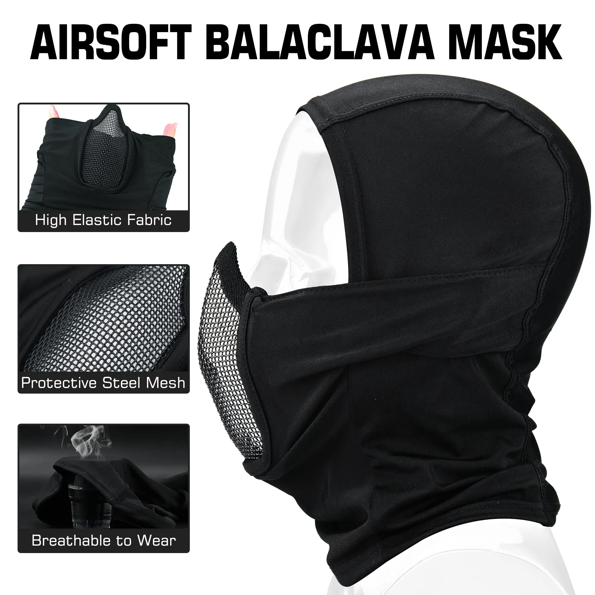 AQzxdc Casco táctico rápido Airsoft con máscara de malla, casco de Paintbal tipo PJ con soporte NVG para deportes al aire libre, juego CS - imagen 4