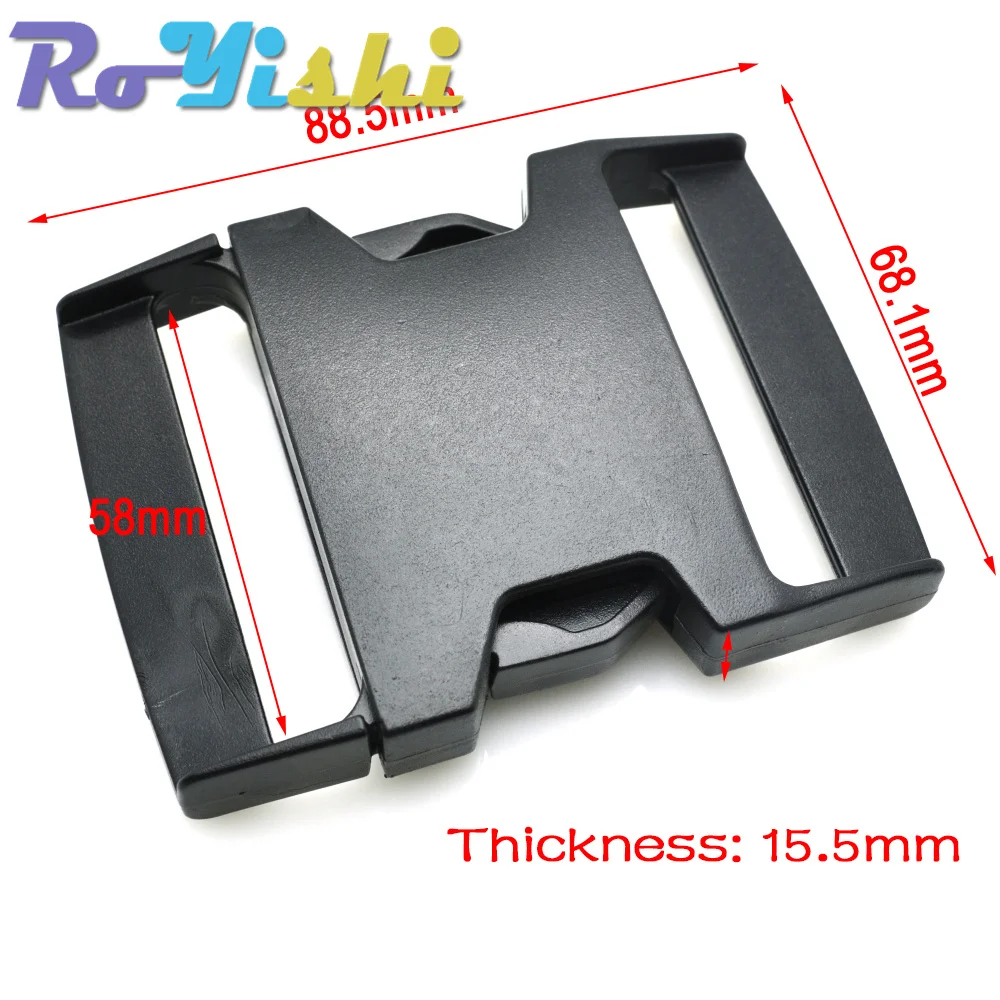 Hebillas de Liberación lateral planas de plástico, correas ajustables para bolsa de deporte al aire libre, hebilla de bolsa de viaje, tamaño de 60mm, 1 piezas - imagen 2