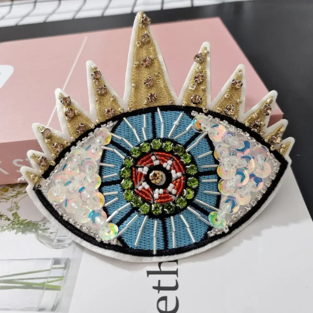 Parche de corazón de cristal de perlas hecho a mano, ropa, zapatos, sombreros, reparación de agujeros, accesorios de costura decorativos, apliques de ropa de ojo DIY - imagen 3